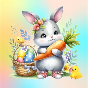 Conejito de Pascua (JPG de alta calidad), clipart de Pascua, clipart de primavera, descarga digital, álbum de recortes, papel digital, impresiones digitales, diario basura