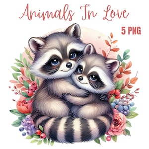 Süße verliebte Tiere Clipart, hochwertige PNGs, Teddy png Kinderzimmer Kunst, digitaler Planer, Aquarell, Kartenherstellung, Journaling, digitaler Download