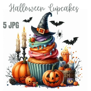 Halloween Cupcakes JPG, Halloween Sublimation Digital Design Download, cute halloween jpg, spooky season png, Halloween jpg, fall jpg