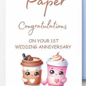 Cartão de aniversário, download digital, cartão de aniversário para impressão, download instantâneo, 1º aniversário, cartão de aniversário da esposa, aniversário de papel