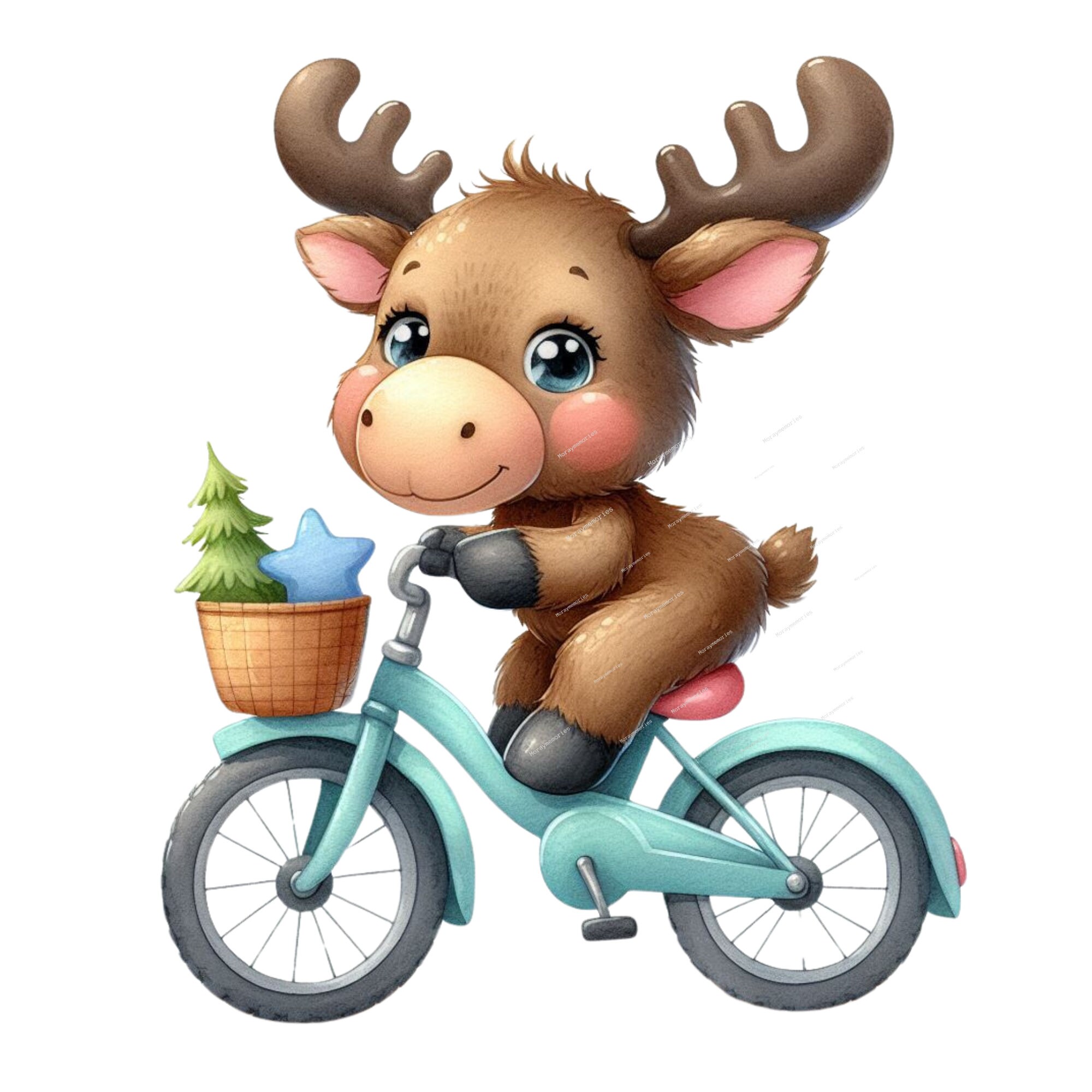 Watercolor Cute Baby Moose, PNG Animal Clipart, Moose Clipart, Cute ...