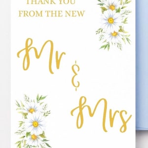Wedding Thank You Card, DIGITAL Download, Printable Wedding Thank You Card, Instant Download, Thank You Note, PDF Card, Daisies