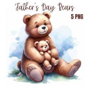Clipart del Día del Padre PNG, lindo papá oso y su bebé, lindo oso PNG, uso comercial