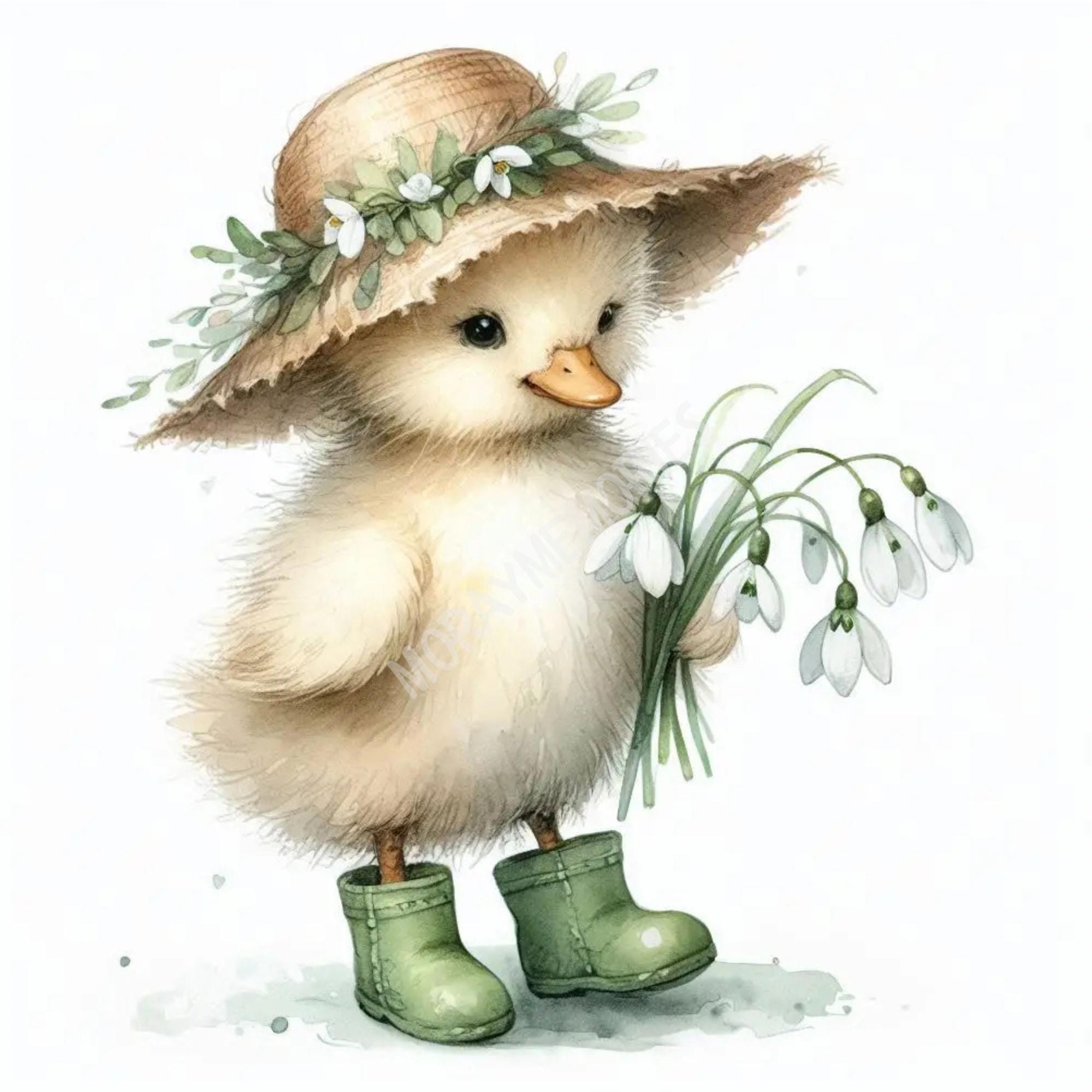 Baby Duck Clipart JPG Bundle, Watercolor Duck Clipart, Cute Farm ...