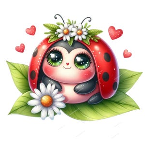 Cute Ladybug Clipart, High Quality PNGs, ladybug png, Nursery Art, Digital Planner, Watercolor, Card Making, Journaling, Digital Download