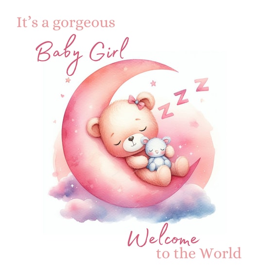 Glückwunschkarte Zur Geburt – „Hello Little Lady“ & „Welcome To The World“ | A5, Matt, Mit Umschlag | Von Tongue In Peach