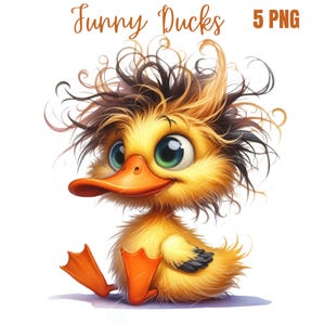 Lustige Ente Clipart, hochwertige PNGs, süße Ente, Entlein Clipart, digitaler Planer, Aquarell, Kartenherstellung, Journaling, digitaler Download
