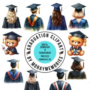 Clipart de graduación de acuarela 12 PNG, birrete de graduación, clipart de graduación, sombrero de graduación - diseños de graduación con fondo transparente