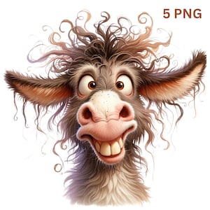 Funny Frazzled Donkeys Clipart, High Quality PNGs, Funny Donkeys, Junk Journaling, Scrapbooking, Card Making, Digital Download,Whimsical