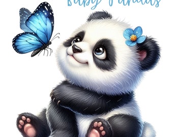 Cute Baby Panda Clipart Bundle – High-Quality Panda PNGs for Nursery, Scrapbooking, Birthdays & Invitations