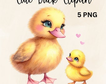 Watercolor Cute Duck Clipart Bundle, Baby Duck PNG, Floral Duck Clipart, Baby Animals, Nursery Decor, Baby Shower PNG