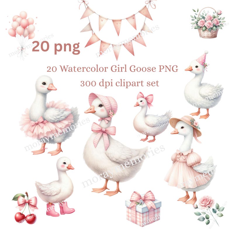 Watercolor Girl Goose Clipart PNG – Pink Silly Goose Digital Download ...