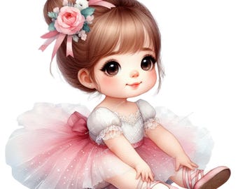 Cute Ballerina Girl PNG Clipart, 10 High Quality PNGs, Adorable Baby Ballet Dancer - Pastel Ballet Outfit Digital Art, Nursery, Birthday