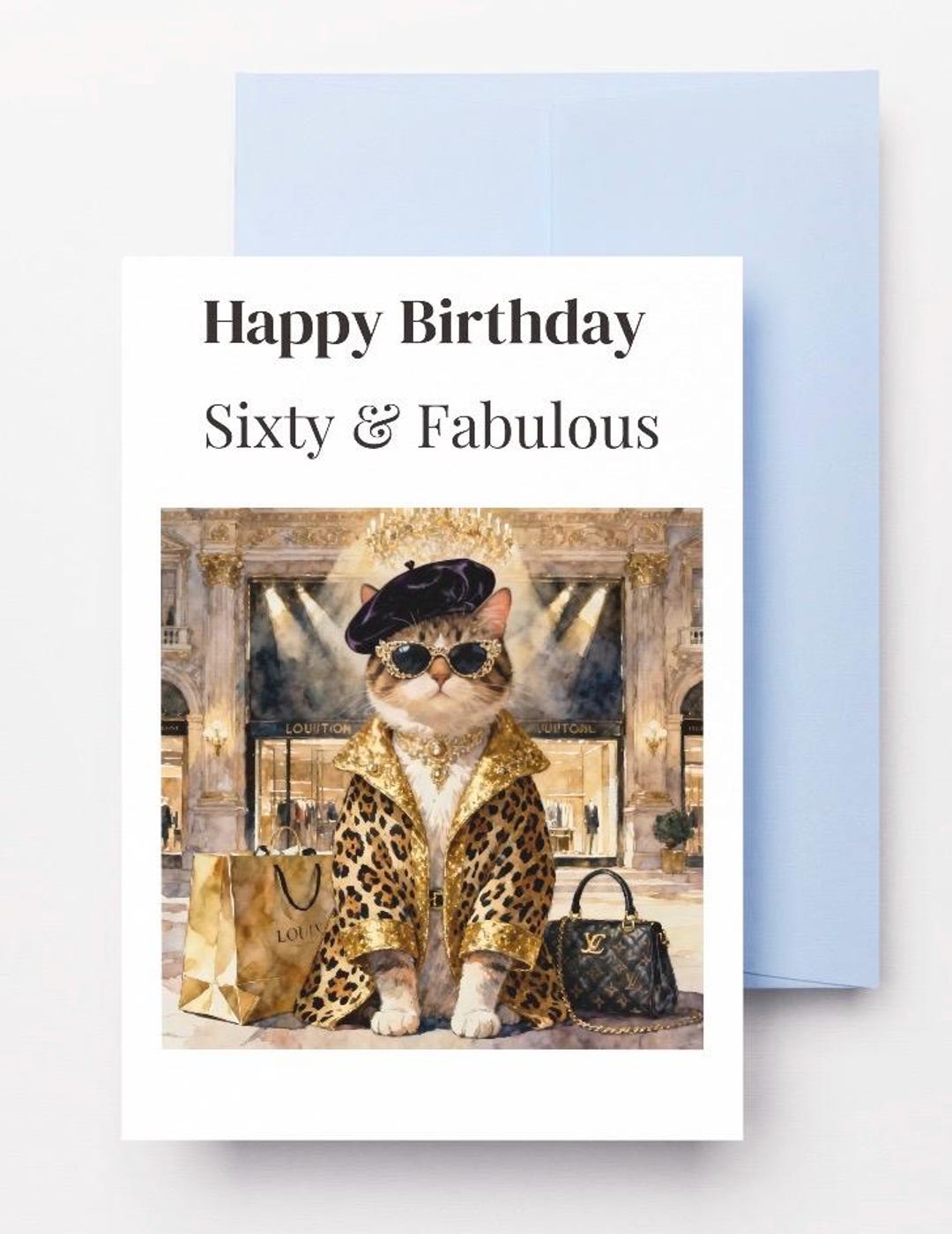 Printable Funny 60th Birthday Card for Her, 60 and Fabulous Crazy Cat ...