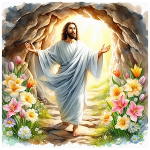 Jesus Christ Clipart, 10 High Quality JPG, Easter Resurrection, Printable Watercolor clipart, Digital download, Paper craft, Junk Journals