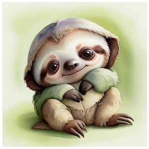 Paresseux, adorable aquarelle bébé paresseux Clipart Bundle, travaux manuels et conceptions - téléchargement immédiat, images PNG mignonnes et drôles, clipart numérique