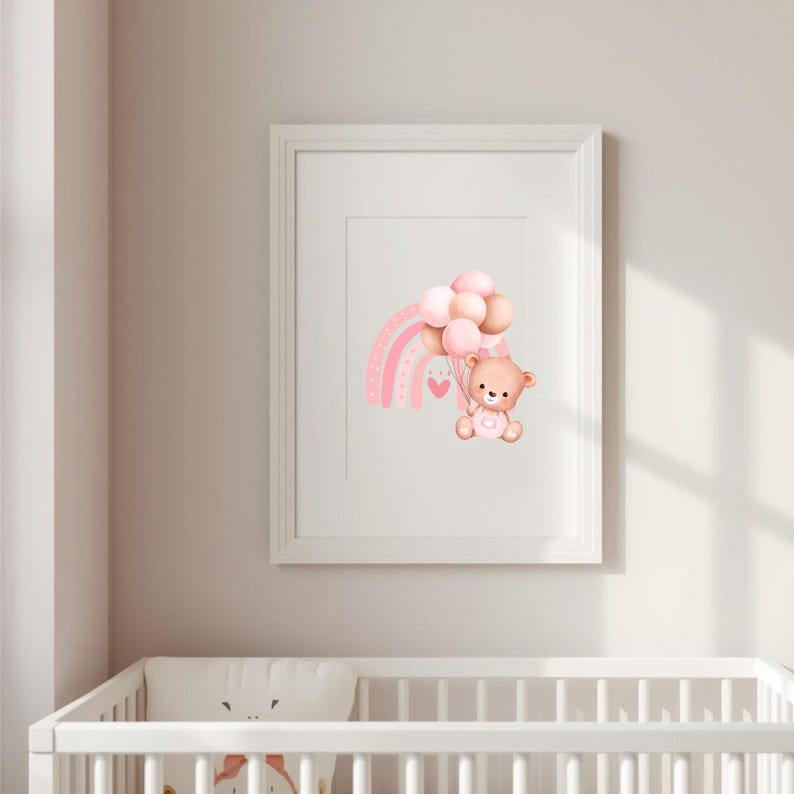 Teddy Bear Baby Shower Clipart Set | Pink Balloon Bear PNG | Cute Girl ...