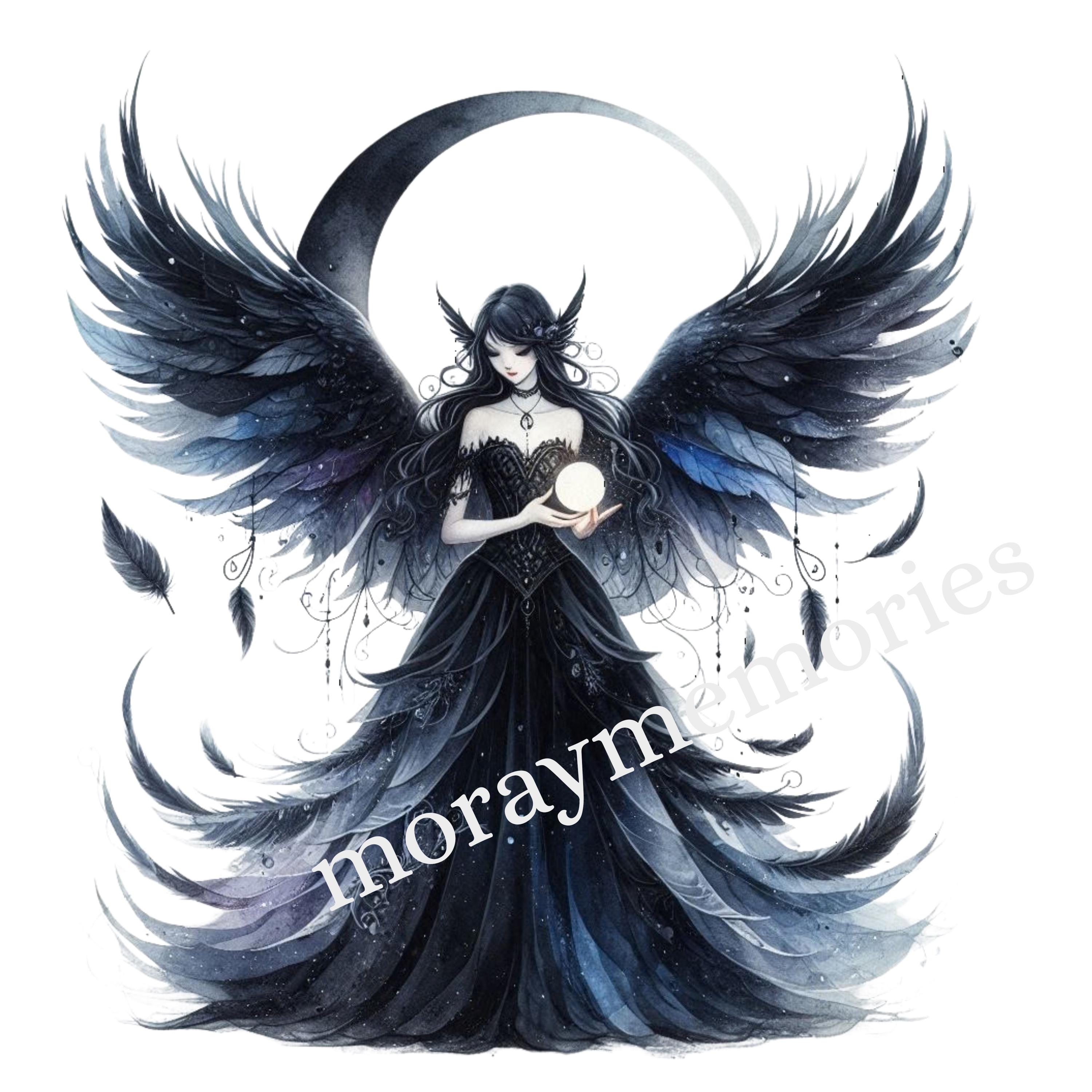 Gothic Raven Fairy Clipart Bundle – 5 PNG Dark Fantasy Fairies ...