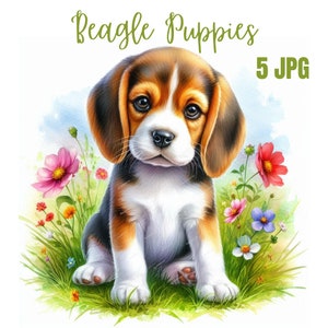 Cute Beagle Puppy Clipart,High Quality JPGs,cute dog jpgNursery Art, Digital Planner,Watercolor,Card Making,Journaling,Digital Download