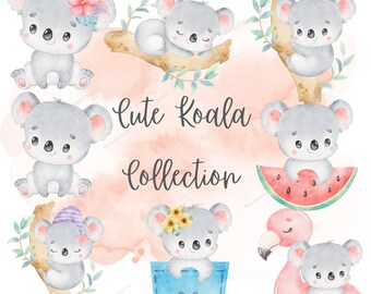 Cute koala clipart, koala, koala png, koala bear, animal clipart, digital clipart, Watercolor clipart, bear clipart, cute animal clipart