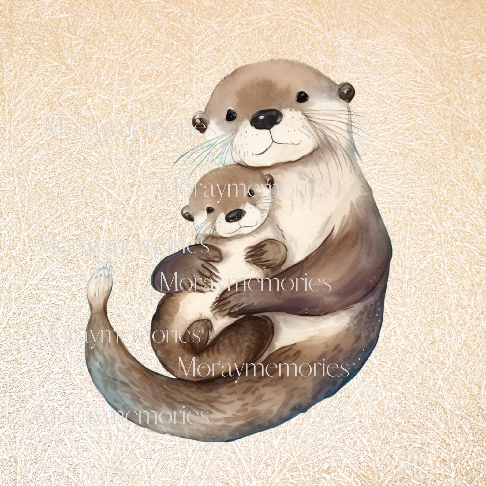 Watercolor Mom and Baby Otter Clipart Otter Otters Otter - Etsy