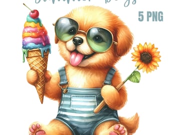 Summer Dog Clipart, Whimsical Dogs PNG, Kawaii Dog, Quirky Dog Digital, Cute Dog Portraits, Commercial Use, Planner Clipart, Funny Dogs