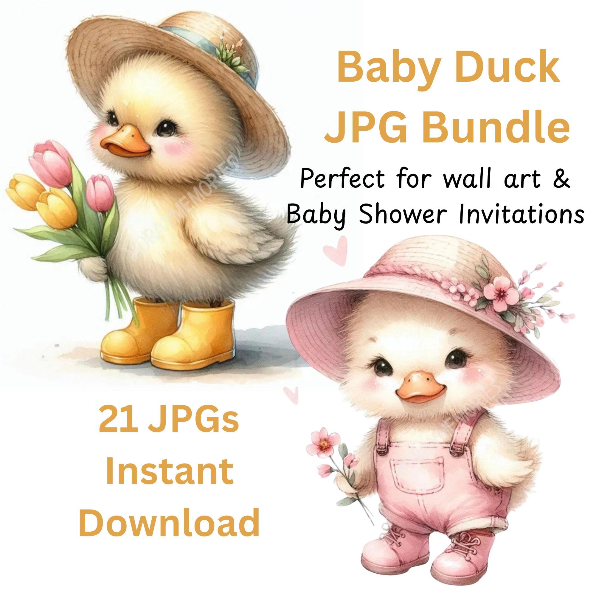 Baby Duck Clipart JPG Bundle, Watercolor Duck Clipart, Cute Farm ...