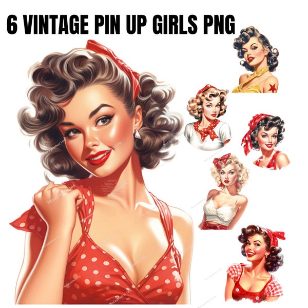 Vintage Pin-up Girl Sublimation Bundle, pin up girls, retro clipart, vintage clipart