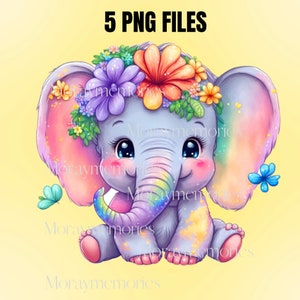 Elephant, elephant clipart, clipart,Flower Baby Elephant Sublimation Clipart, elephant, baby elephant, elephant png, elephant baby shower,