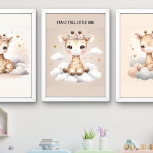 Set di 3 stampe per cameretta con tema safari, decorazioni per cameretta con giraffa, decorazioni da parete per cameretta, stampe per cameretta con tema giungla, stampe con animali per cameretta, poster con animali del safari