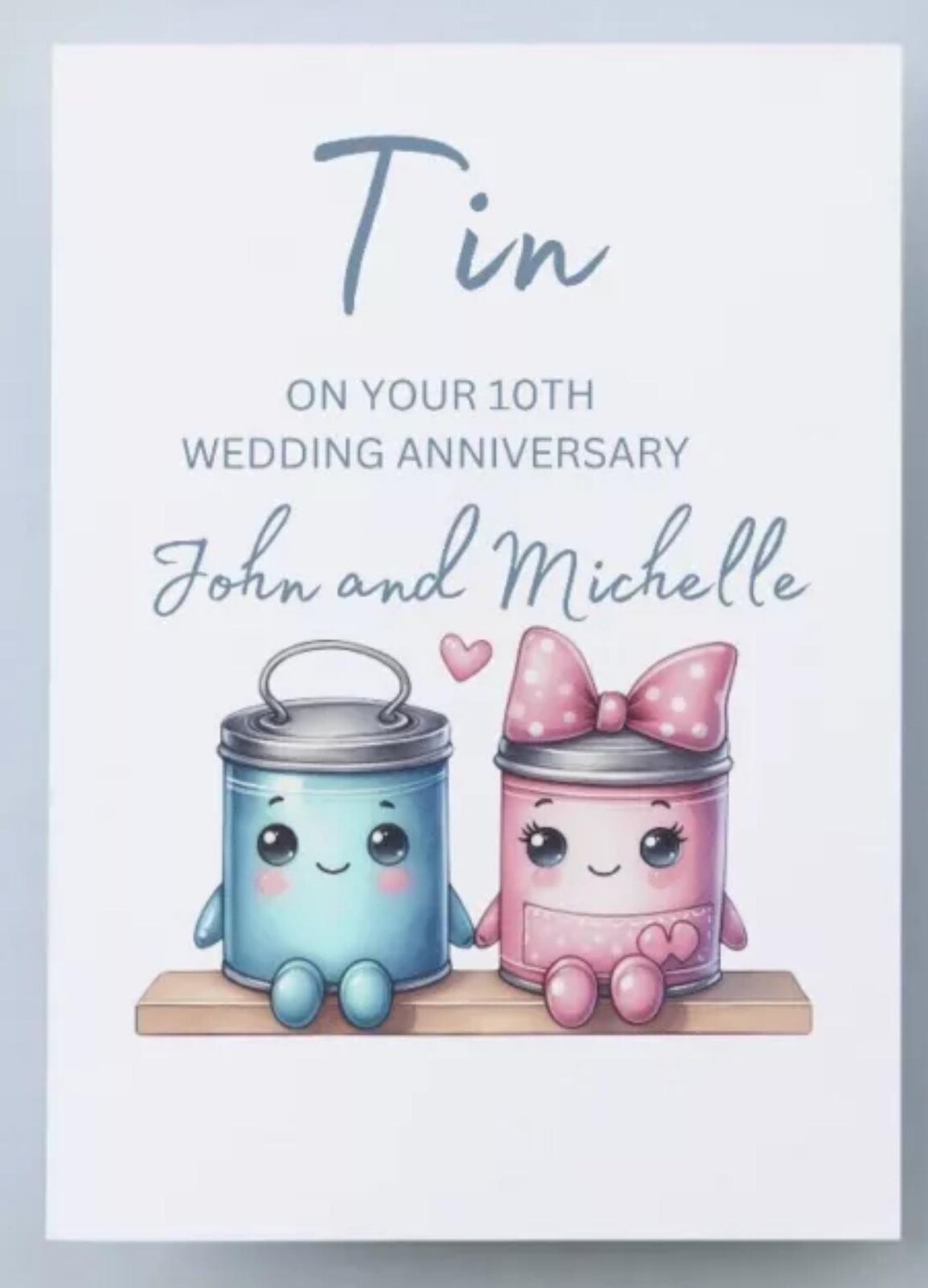 Personalised Tin 10th Wedding Anniversary Card, Couple Design - Etsy