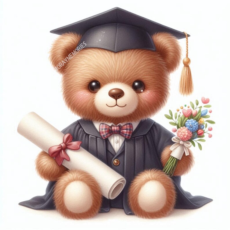 Graduation Animals Clipart Bundle PNG JPG, 10 Watercolor Graduation ...