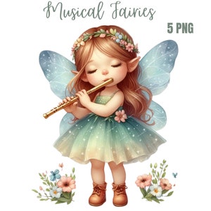 Musikalische Fee als png bündel, Fee png, Fee Illustration png, Mischtechnik, Digitales Papier Handwerk, Sublimation, Kommerzielle Nutzung