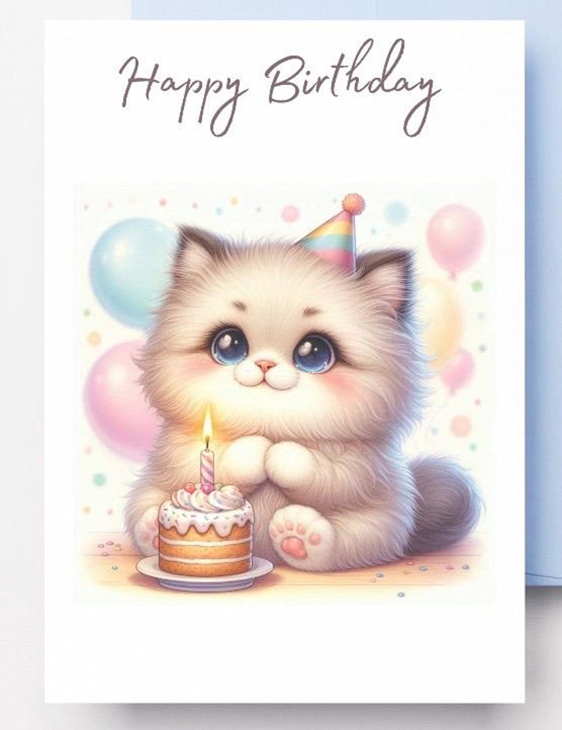 Funny Cat Birthday Card Printable – Instant Download Digital Greeting ...