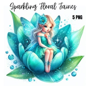 Blumenfee PNG-Bundle, freie kommerzielle Nutzung, digitaler Download, Kartenherstellung, Mixed Media, digitales Papiermodell