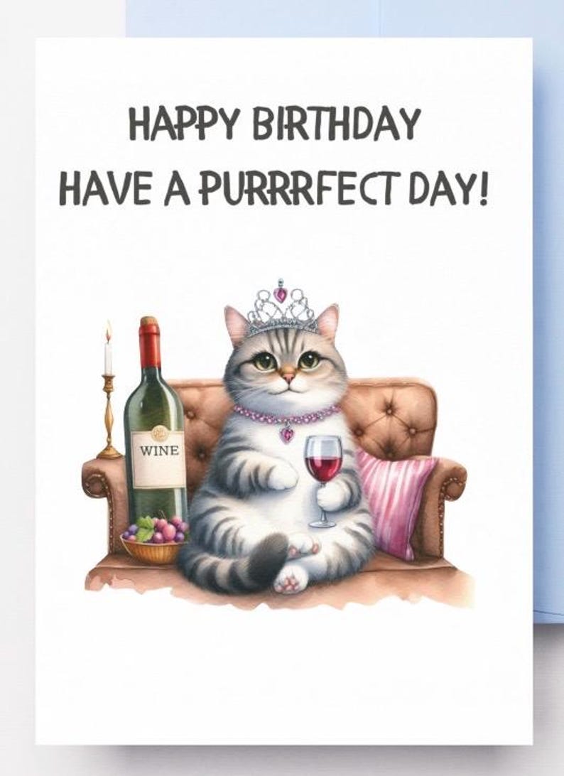 Funny Cat Birthday Card Printable – Instant Download Digital Greeting ...