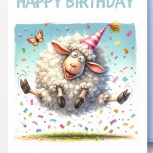 Printable Birthday Card, Cute Birthday Sheep, DIGITAL Download, Printable Birthday Card, Can be Personalised, For Wife, Mum, Sister, Friend