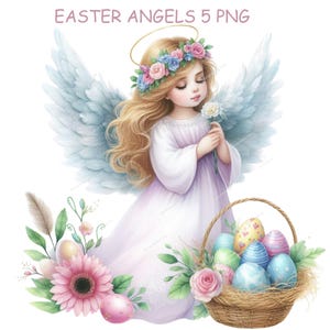 Clipart ange de Pâques, clipart Halo, clipart ciel, ange pastel PNG, ailes d'ange, Portrait d'ange Boho, sublimation, autocollants pour agenda