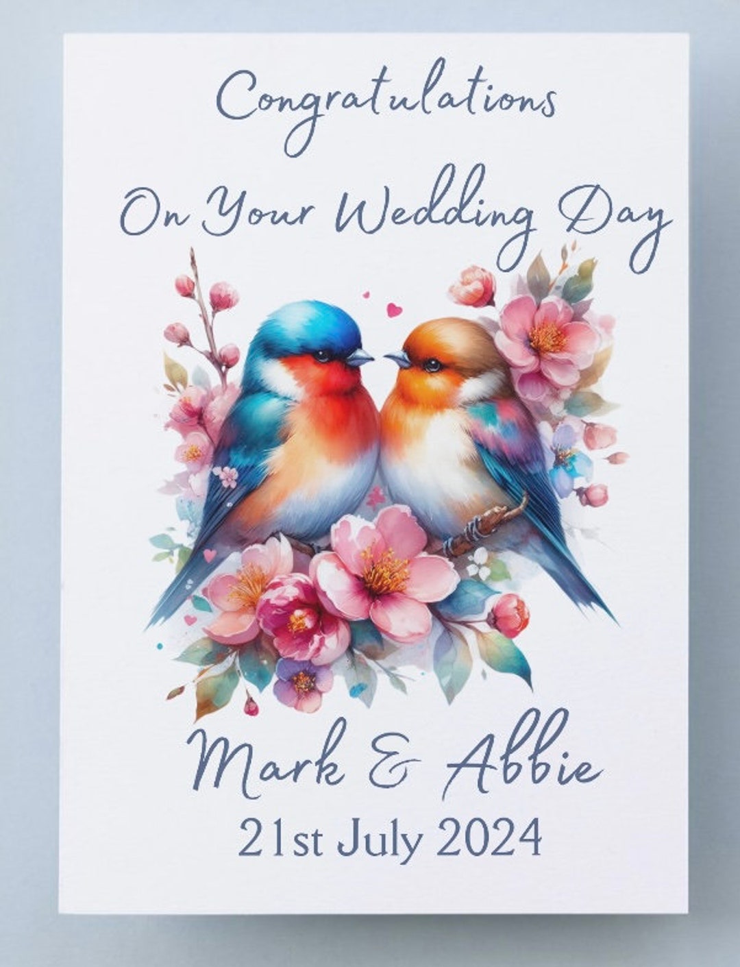 Personalised Wedding Card PNG, Cute Wedding Card, Lovebirds Wedding ...