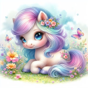 JPGs, Baby Watercolor Pony Clipart bundle, Pony Сlip art,cute Pony clipart,Baby Pony clipart,Pony clip art, Rainbow Pony, commercial use