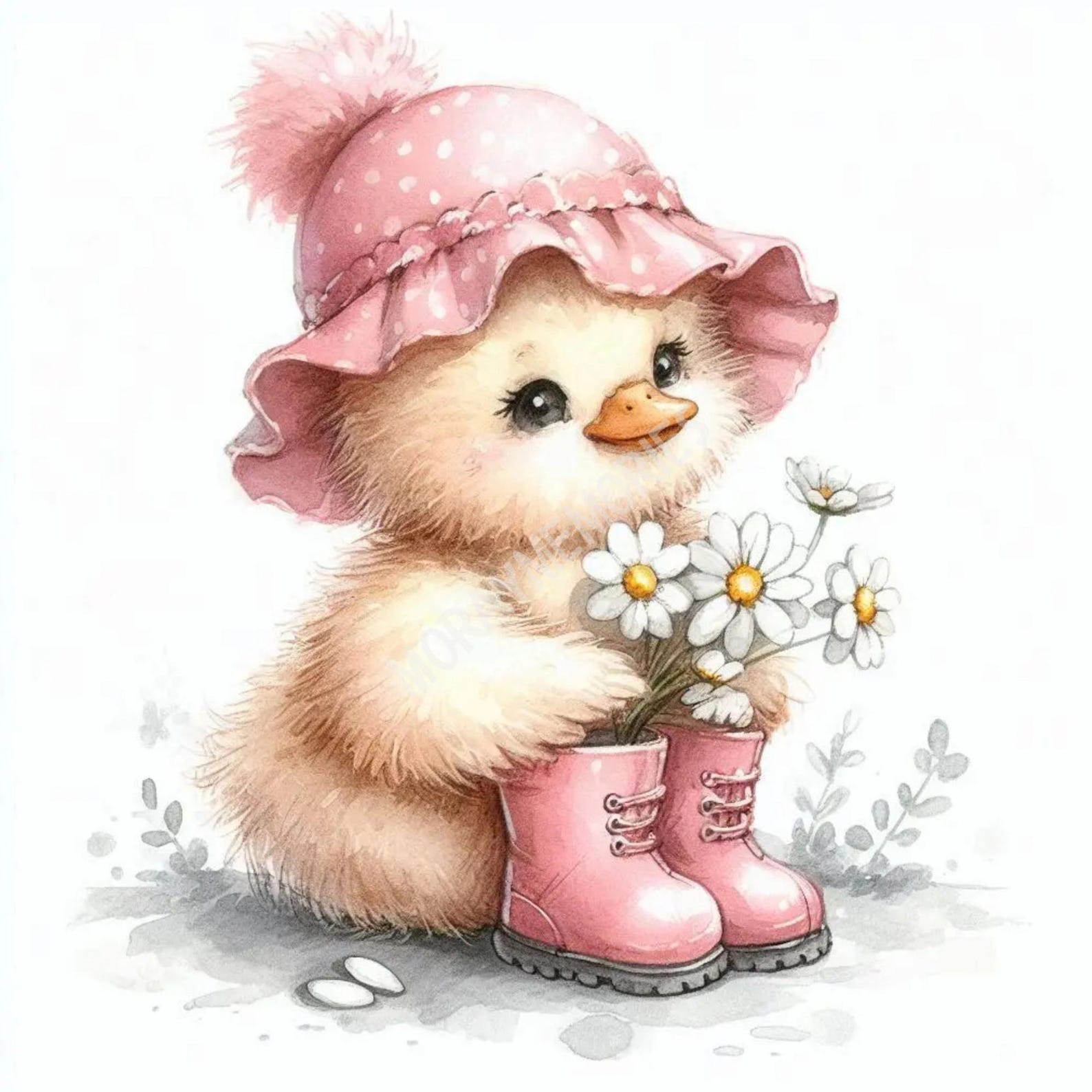 Baby Duck Clipart JPG Bundle, Watercolor Duck Clipart, Cute Farm ...