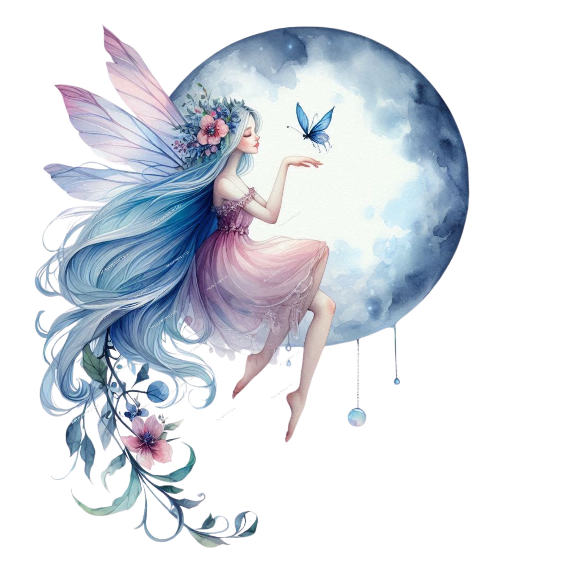Moon Fairy PNG, Fantasy Graphics, Ethereal Clipart, Celestial