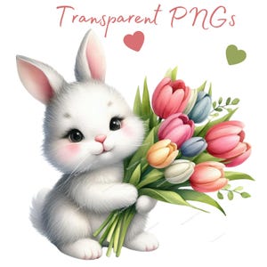 Niedliches Valentinstag Häschen Clipart, Kaninchen Clipart, hochwertige PNG, digitaler Planer, Aquarell, Kartenherstellung, Journaling, digitaler Download