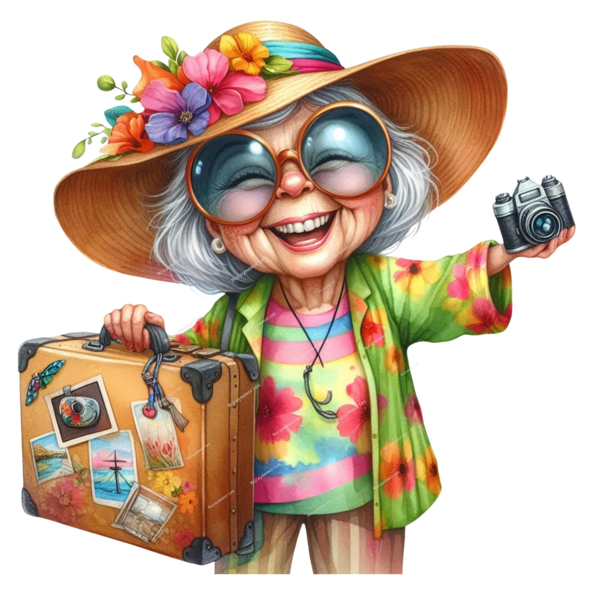 10-piece Travel Grandma PNG Clipart Bundle for Retirement