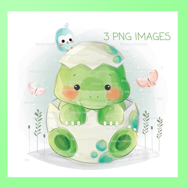 Baby Dino In A Hatched Egg, dinosaur, clipart, baby dinosaur png, baby shower, baby boy, birthday party, nursery decor