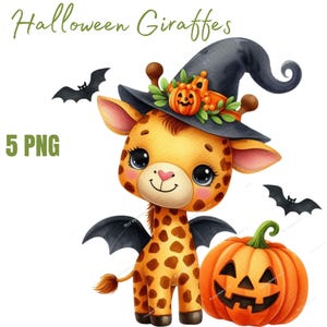 Cute Halloween Giraffe PNG, Halloween Sublimation Digital Design Download, cute halloween png, spooky season png, Halloween png, fall png