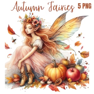Pacchetto di clipart di fata autunnale, fata autunnale png, illustrazione di fata png, tecniche miste, creazione di carta digitale, sublimazione, uso commerciale