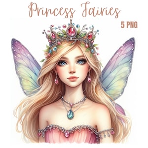 Pacchetto di clipart di fata principessa, fata png, illustrazione di fata png, tecniche miste, carta digitale, sublimazione, uso commerciale