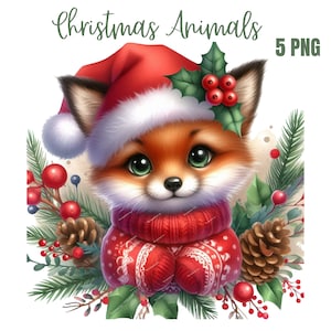 Niedliche Weihnachtstiere Clipart, hochwertige PNGs, Memory Book, Junk Journals, Scrapbooks, digitale Planer, kommerzielle Nutzung, Sublimation