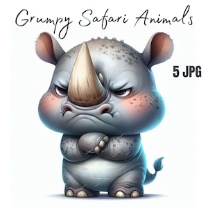 Mürrische Tiere JPG Clipart Bundle, lustige mürrische Safaritiere Clipart, mürrische Waldtiere, kommerzielle Nutzung - Cartoon Haustierdrucke